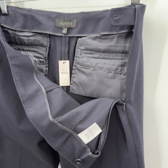 Talbots Women's Size 10 Navy Blue Career Dress Pants Straight Leg Side Zip - Picture 4 of 8